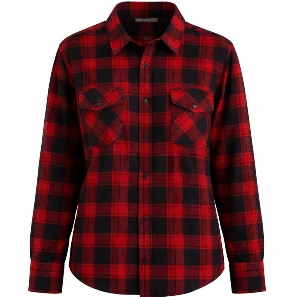 Red Black Plaid Flannel Shacket Cozy‎ Grunge Y2K Outdoors Fall Layer Large